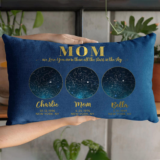 Personalized Mom Star Map Throw Pillow Cover by Date and Location Mother's Day Gift