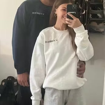 Custom Embroidered Date Roman Numeral Couple Sweatshirt