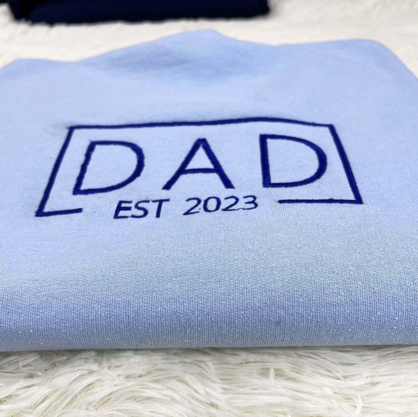 Personalized Embroidered Dad EST Sweatshirt with Kids Names on Sleeve